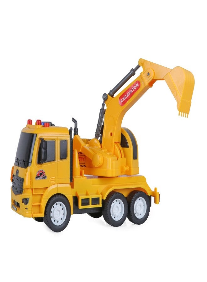 HighRoof Excavator Truck Push and Go Unbreakable Friction Power Construction Vehicle Friction Toy Children's Develops Motor Skills Engineering Truck Toys for Kids with Light & Sound Kid Boys Girls - Image 3